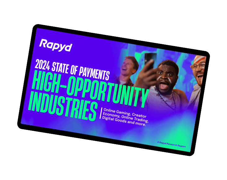 2024 State of payments high-opportunity-industries inside a tablet ad