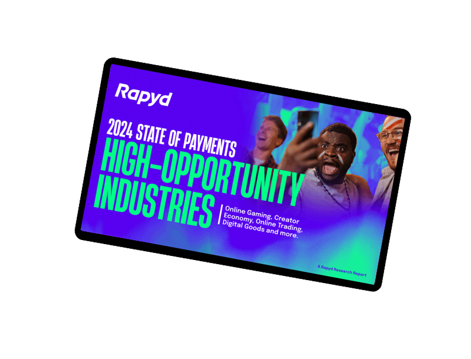 2024 State of payments high-opportunity-industries inside a tablet ad